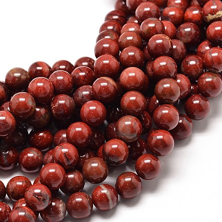 ARRICRAFT Natural Red Jasper Round Bead Strands, 8mm, Hole: 1mm, about 49pcs/strand, 16 inches