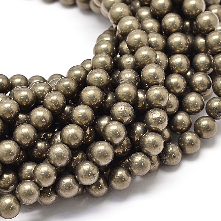 Arricraft Natural Pyrite Beads Strands, 8mm, Hole: 1mm, about 48pcs/strand, 15.7 inches