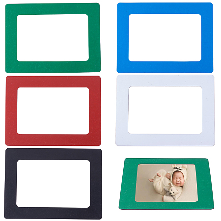 SUNNYCLUE Magnetic Picture Frames, for Refrigerator, Holds 5 Inches Photos, Mixed Color, 15.5x11.5x0.08cm; Inner Diameter: 11.6x7.7cm; 5colors, 1pc/color, 5pcs/set