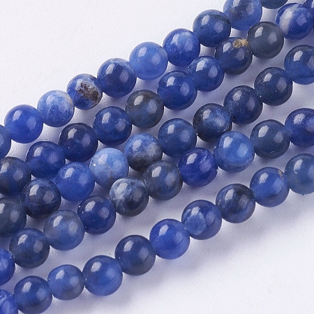 ARRICRAFT Natural Sodalite Beads Strands, Round, 4mm, Hole: 1mm, about 48pcs/strand, 7.6 inches