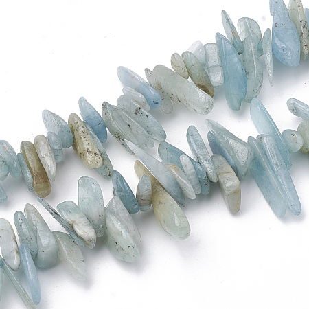 ARRICRAFT Natural Aquamarine Beads Strands, Chip, 10~30x4~10x1~7mm, Hole: 1mm, about 80~85pcs/strand, 15.55 inches
