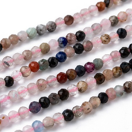 ARRICRAFT Natural Mixed Stone Beads Strands, Faceted, Round, 3x2~3mm, Hole: 0.5mm, about 123~127pcs/strand, 15.3 inches~15.5 inches