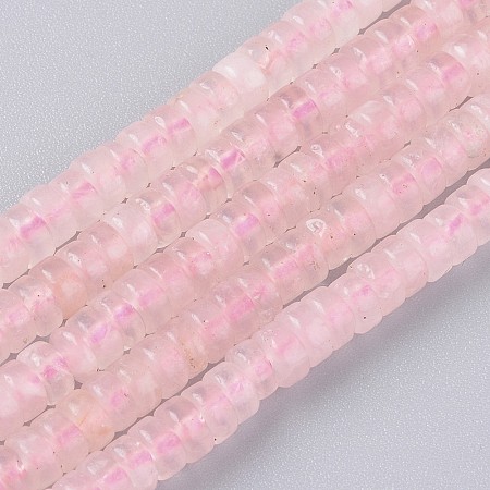 Arricraft Natural Rose Quartz Beads Strands, Heishi Beads, Flat Round/Disc, 4.5x2.5mm, Hole: 0.8mm, about 160pcs/Strand, 15.7 inches(40cm)