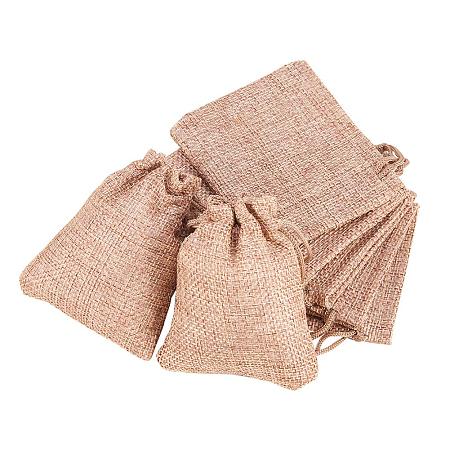 BENECREAT 25PCS Burlap Bags with Drawstring Gift Bags Jewelry Pouch for Wedding Party Treat and DIY Craft - 3.5 x 2.8 Inch, Linen