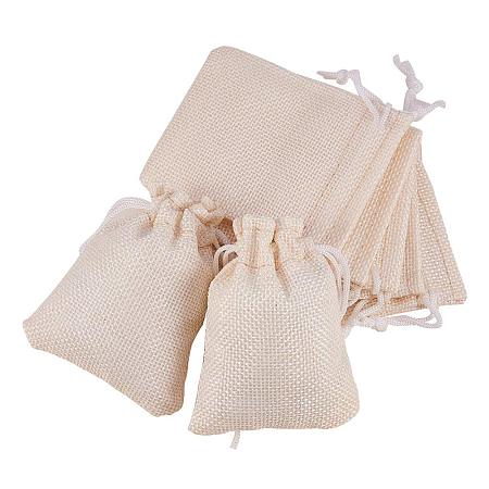 BENECREAT 25PCS Burlap Bags with Drawstring Gift Bags Jewelry Pouch for Wedding Party Treat and DIY Craft - 3.5 x 2.8 Inch, Cream