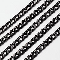 ARRICRAFT Oxidated in Black Aluminium Twisted Chains Curb Chains, Unwelded, Lead Free and Nickel Free, Size: about Chain: 12mm long, 7mm wide, 2mm thick
