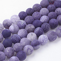 Honeyhandy Natural Crackle Agate Beads Strands, Dyed, Round, Grade A, Purple, 10mm, Hole: 1mm, about 39pcs/strand, 14.9 inch