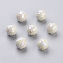 Honeyhandy Opaque Chunky Bubblegum Acrylic Beads, Faceted, Round, AB Color, Seashell Color, 20mm, Hole: 2mm, about 110pcs/500g