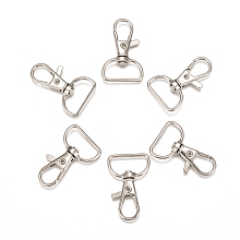 Honeyhandy Zinc Alloy Swivel D Rings Lobster Claw Clasps, Swivel Snap Hook, Platinum, 38x24mm, Hole: 8x20mm