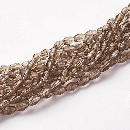 Honeyhandy Glass Beads Strands, Faceted, Oval, Gainsboro, 6x4mm, Hole: 1mm, about 65~70pcs/strand, 14.96 inch~15.16 inch(38~38.5cm)