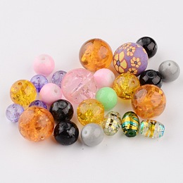 Honeyhandy Mixed Shapes Glass Beads, Mixed Color, 4~8.5mm, Hole: 1mm