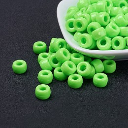 Honeyhandy Opaque Acrylic European Beads, Barrel, Green, 9x6mm, Hole: 4mm, about 1900pcs/500g