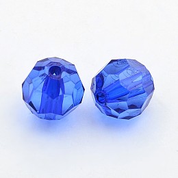 Honeyhandy Transparent Acrylic Beads, Faceted Round, Royal Blue, about 12mm in diameter, hole: 2mm, about 568pcs/500g