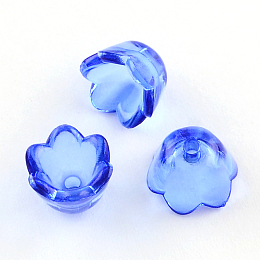 Honeyhandy Transparent Acrylic Beads, Flower, Dyed, Lt.Blue, about 10mm wide, 6mm thick, hole:1.5mm, about1900pcs/500g