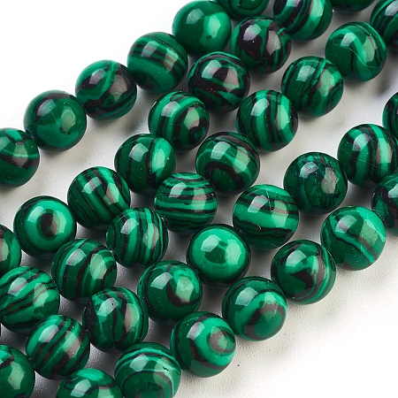Honeyhandy Synthetic Malachite Beads Strands, Dyed, Round, Green, Size: about 8mm in diameter, hole: 1.5mm, about 50pcs/strand, 15.5 inch