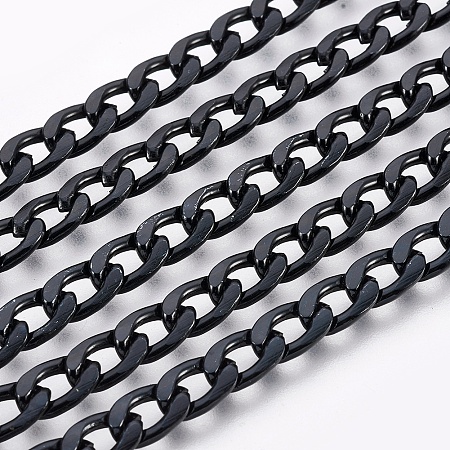 ARRICRAFT Aluminum Twisted Chains Curb Chains, Unwelded, Oxidated in Black, Size: about Chain: 9mm long, 5mm wide, 1.5mm thick