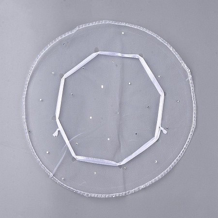 Honeyhandy White Jewelry Packing Drawable Pouches, Organza Gift Bags, about 26cm in diameter