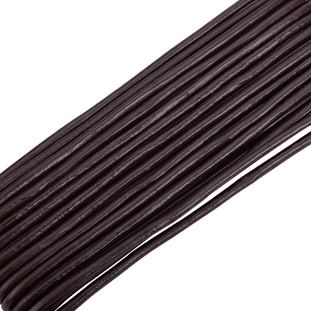 PandaHall Elite 1 Roll 3mm Dark Brown Cowhide Round Leather Cords For Bracelet Necklace Beading Jewelry Making 11 Yard