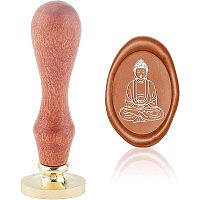 CRASPIRE Wax Seal Stamp Buddha Vintage Sealing Wax Stamps Oval Removable Brass Head Sealing Stamp with Wooden Handle for Wedding Invitations Thanksgiving Valentine's Day Gift Wrap