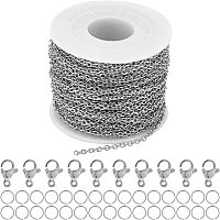 BENECREAT 25m 304 Stainless Steel Link Cable Chain 2.2mm with 20 Lobster Clasps and 50Pcs Jump Rings for Men Women Jewelry Chain DIY Making