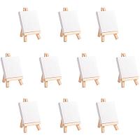 NBEADS 10 Sets Mini Wooden Easel Sketchpad, 2.8" x 2.8" Canvas Panel for Painting Craft Drawing Decoration Gift Art Project DIY and Kids Art Supplies