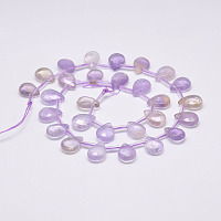 Honeyhandy Natural Ametrine Beads Strands, Top Drilled Beads, Faceted, Teardrop, 14x10x5mm, Hole: 1mm, 28pcs/strand, 15.7 inch(40cm)