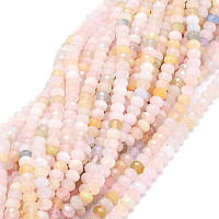 Natural Morganite Beads Strands, Faceted, Rondelle, 5x3~3.5mm, Hole: 0.8mm, about 106pcs/strand, 15.43''(39.2cm)