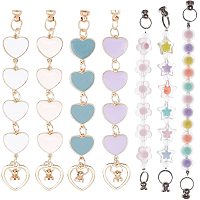 CHGCRAFT 7Pcs Heart Phone Chain Phone Colorful Beads Chain Bracelet Strap Drop Resistance Phone Grip Holder for DIY Phone Case Accessory