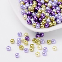 Arricraft Lavender Garden Mix Pearlized Glass Pearl Beads, Mixed Color, 4mm, Hole: 1mm, about 400pcs/bag