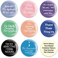 GLOBLELAND 9Pcs Funny Grammar Pinback Buttons Lettering Brooch Pins Button Badges for Adults Kids Men or Women, 2.3Inch, Mixed Color