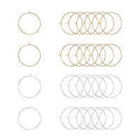 PandaHall Elite 100 pcs 2 Colors 25mm Brass Round Hoop Earrings Wire Hoops Wine Glass Charm Rings Beading Hoop for DIY Craft Making Party Favors, Golden/Silver