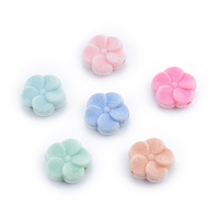 Opaque Resin Beads, Flocky Flower, Mixed Color, 19x7.5mm, Hole: 2mm