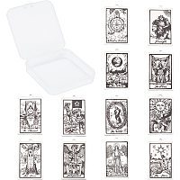 SUNNYCLUE 12Pcs 12 Style Stainless Steel Tarot Card Tarot Card Charms Necklace Pendant Dainty Tarot Jewelry Charms for DIY Original Jewelry Accessories