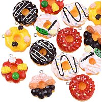 Pandahall Elite 10pcs Cake Resin Pendants Charms Mixed Colors Imitation Food Donuts Pendants Resin Charms Beads Hanging Ornament for Earring Bracelet Necklace Jewelry Making