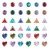PandaHall Elite 36 pcs 3 Shapes 12 Colors Cubic Zirconia Stone Loose CZ Stones Faceted Cabochons for Earring Bracelet Pendants Jewelry DIY Craft Making