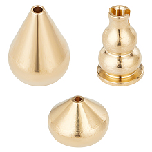 DICOSMETIC 3Pcs 3 Styles Cone Incense Burners Teardrop and Calabash Incense Stick Holder Gold Brass Incense Holder Buddhist Supplies for Incense Sticks or Coil Incense, Hole: 1.8~3mm