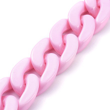 Honeyhandy Handmade Opaque Acrylic Curb Chains, Twisted Chain, Oval, for Jewelry Making, Pink, Link: 30x21x6mm, 39.37 inch(1m)/strand