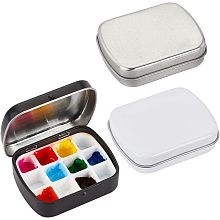 PandaHall Elite 3 Sets 3 Colors Empty Watercolor Palette, Small Mini Tiny Tin Box Paint Tray Palettes with Plastic 12 Grids for DIY Travel Watercolor Palette, Acrylic and Oil Painting