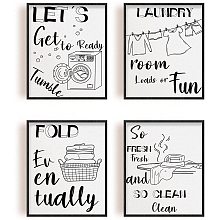 ARRICRAFT Home Decor Painting Canvas Wall Art Laundry Room Fun Canvas Hanging Painting Canvas Art 7.9x9.8inch Canvas Printing Artwork Wall Decoration Painting for Bedroom Living Room 4pcs/Set