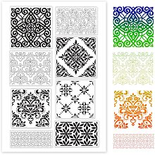 GLOBLELAND Lace Quadrilateral TPR Clear Stamps with Acrylic Board for Card Making DIY Scrapbooking Photo Album Decorative Paper Craft,6.3x4.3 Inch