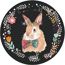 CREATCABIN Happy Easter Spring Tin Sign Round Bunny Rabbit Farmhouse Metal Signs Wall Art Decor Vintage Plaque Wall Decor for Home Kitchen Farm Bar Pub Garage Garden Coffee Decoration Wall Art 12inch