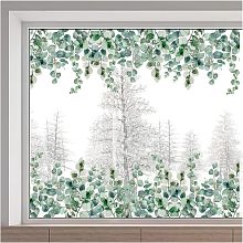 GORGECRAFT Reusable Large Size Spring Transparent Leaf Window Sticker Removable Static Cling Summer Double-Sided Green Leaves Decal Clings Static Non Adhesive Glass Door Covering Film for Home