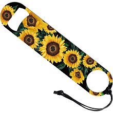 GLOBLELAND Sunflower Bar Blade Bottle Opener Beer Bottle Opener 178x38mm/7x1.5" Stainless Steel Bar Bottle Opener Bar Key for Bartender Flat Bottle Opener for Home Bar