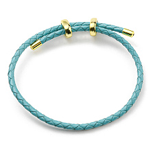 Honeyhandy Leather Braided Cord Bracelets, Adjustable Bracelet, Dark Cyan, Inner Diameter: 5/8~2-7/8 inch(1.5~7.3cm)