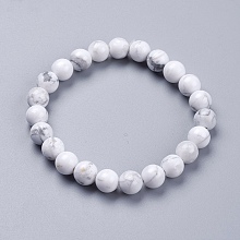 Honeyhandy Natural Howlite Beaded Stretch Bracelets, Round, 2 inch(52mm)