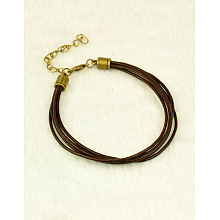 Honeyhandy Cowhide Leather Cord Bracelets, with Alloy Lobster Claw Clasps, Coconut Brown, 195mm