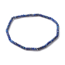 Honeyhandy Faceted Rondelle Natural Lapis Lazuli Bead Stretch Bracelets, Reiki August Birthstone Jewelry for Her, Inner Diameter: 2-3/8 inch(6.1cm)