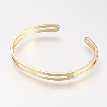 Honeyhandy Brass Cuff Bangle, Real 18K Gold Plated, 1-3/4 inchx2-1/8 inch(46x54mm)