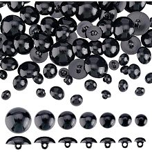 Arricraft 210 Pcs Plastic Button, Black Mushroom Sewing Buttons with 1 Hole Craft Manual Buttons for Art Craft Clothing Sewing Cardigans Knitting DIY Decoration