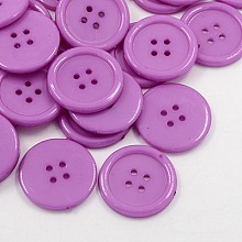 Honeyhandy Acrylic Sewing Buttons, Plastic Shirt Buttons for Costume Design, 4-Hole, Dyed, Flat Round, Medium Orchid, 17x2mm, Hole: 1mm